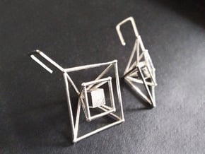 Earrings cube (big) in Natural Silver