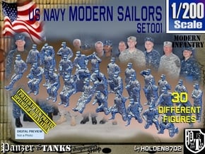 1/200 USN Modern Sailors Set001 in Tan Fine Detail Plastic