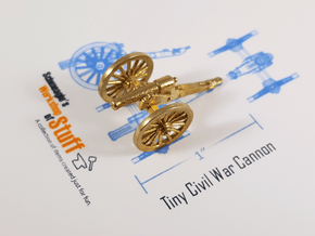 Tiny Civil War Cannon in Natural Brass