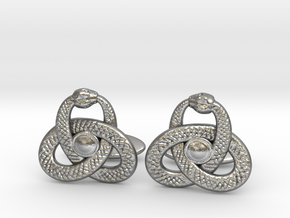 Ouroboros Triquetra Cufflinks  in Natural Silver