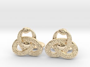 Ouroboros Triquetra Cufflinks  in 14k Gold Plated Brass