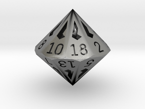 18 Sided Die - Regular in Natural Silver