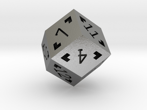 Rhombic 12 Sided Die - Large in Natural Silver