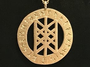Rune Pendant - Web of the Wyrd in Polished Bronzed Silver Steel