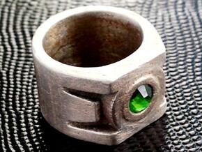 Green Lantern Ring size 4 in Polished Bronzed Silver Steel