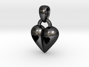 Heart Pendant in Polished and Bronzed Black Steel