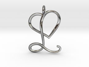 Heart L pendant in Polished Silver