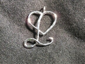 Heart L pendant in Rhodium Plated Brass