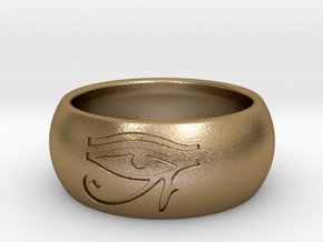 Ring engraved with "EYE of HORUS"  in Polished Gold Steel: 10 / 61.5