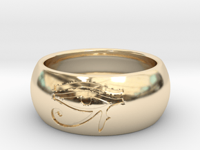 Ring engraved with "EYE of HORUS"  in 14K Yellow Gold: 10 / 61.5