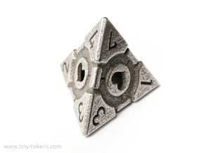 Companion Cube D4 - Portal Dice in Polished Bronzed Silver Steel: Small