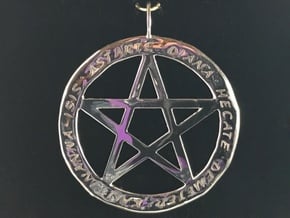 Pentacle pendant - Goddess chant in Rhodium Plated Brass