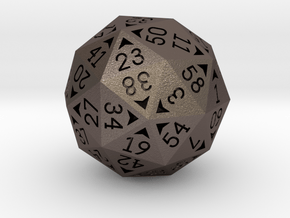 60 Sided Die - Regular in Polished Bronzed Silver Steel