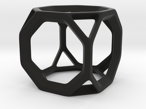 Geodesic Wire ::: Square Pendant in Black Natural Versatile Plastic