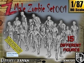 1/87 Male Zombie Set001 in Smooth Fine Detail Plastic