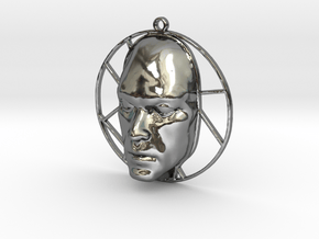 Personalised Voronoi Man's Face - Keyfob in Fine Detail Polished Silver
