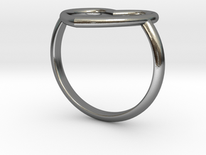 Heart Ring 17mm Cuore Sottile Forato in Polished Silver