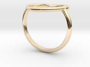 Heart Ring 17mm Cuore Sottile Forato in 14k Gold Plated Brass