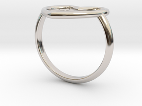 Heart Ring 17mm Cuore Sottile Forato in Rhodium Plated Brass