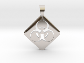 BIOHAZARD ! [pendant] in Rhodium Plated Brass
