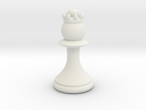 Pawns with Hats - Queen in White Premium Versatile Plastic: Small