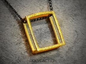 Wire ::: Square Pendant ::: v.01 in Polished Gold Steel