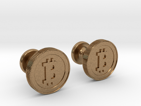 Bitcoin Cufflinks in Natural Brass