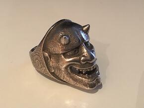 Oni Ring in Polished Bronzed Silver Steel: 8.5 / 58