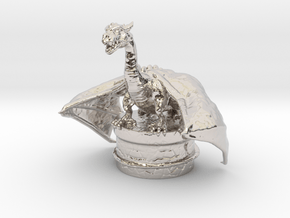 Fantasy Dragon Bottlestopper in Rhodium Plated Brass