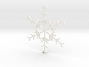 6 Point Snowflake Ornament in White Processed Versatile Plastic