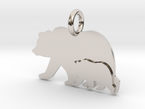Mama and Baby Bear in Rhodium Plated Brass