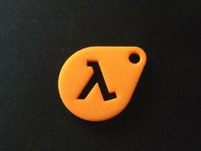 Lambda Keychain in Orange Processed Versatile Plastic