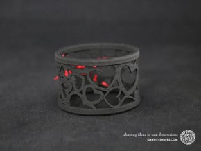  A large napkin ring with Hearts  in Black Natural Versatile Plastic
