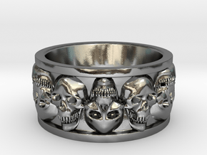 FacedSkull ring in Polished Silver (Interlocking Parts)