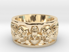 FacedSkull ring in 14K Yellow Gold