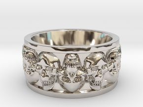 FacedSkull ring in Rhodium Plated Brass