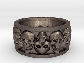 Faced Skullring (Size 10) in Polished Bronzed Silver Steel
