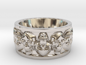 Faced Skullring (Size 10) in Rhodium Plated Brass