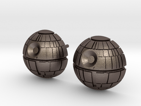 Death Star Studs in Polished Bronzed Silver Steel