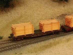 Lumber Load N Scale: 40' Flat Car in Tan Fine Detail Plastic