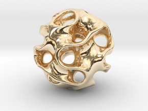 GYROID Spheroid Pendant - 20mm in 14k Gold Plated Brass