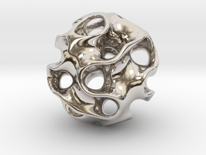 GYROID Spheroid Pendant - 20mm in Rhodium Plated Brass