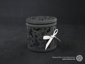 Gift Box No. 1 with Stars (filigree, high) in Black Natural Versatile Plastic