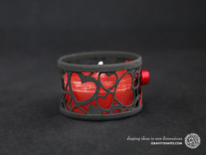 Small tealight holder with Hearts  in Black Natural Versatile Plastic