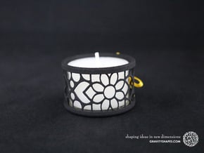Small tealight holder with Mosaic-2 in Black Natural Versatile Plastic