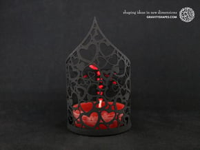 Pointed tealight holder with hearts in White Natural Versatile Plastic