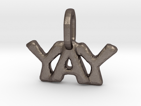 "Yay" Pendant in Polished Bronzed Silver Steel