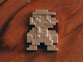 Mario 8bit pin face  in Natural Brass