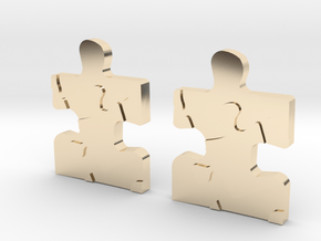 AUTISM PUZZLE PIECE EARINGS in 14k Gold Plated Brass