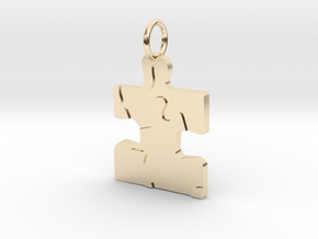 AUTISM PUZZLE PIECE PENDANT in 14k Gold Plated Brass